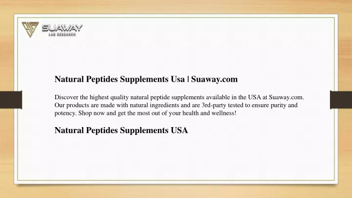 natural peptides supplements usa suaway