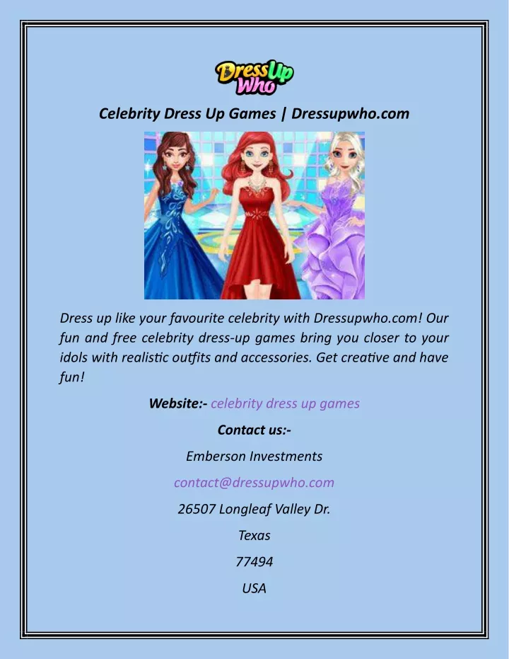 celebrity dress up games dressupwho com