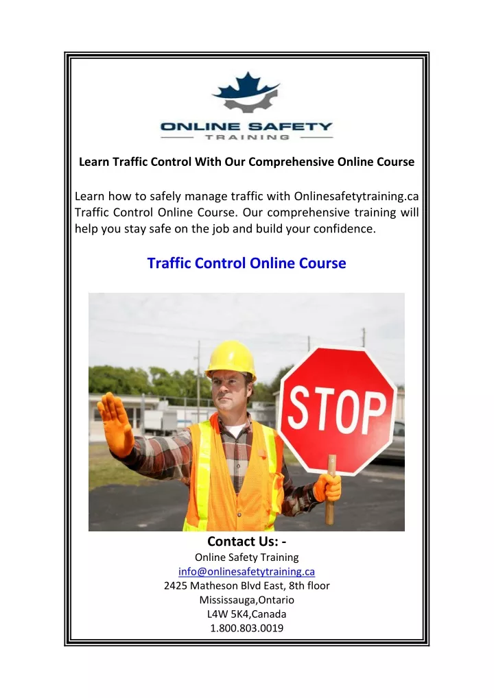 learn traffic control with our comprehensive