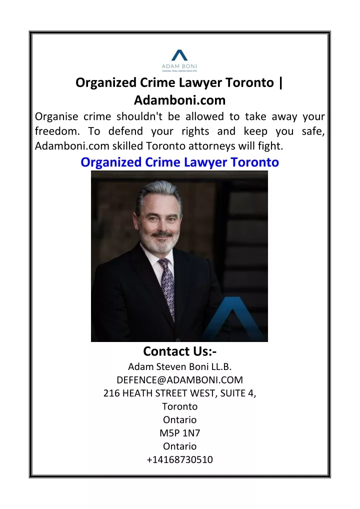 organized crime lawyer toronto adamboni