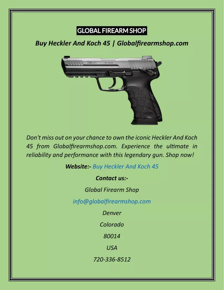 buy heckler and koch 45 globalfirearmshop com