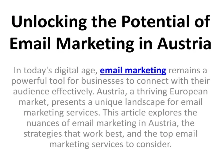unlocking the potential of email marketing in austria