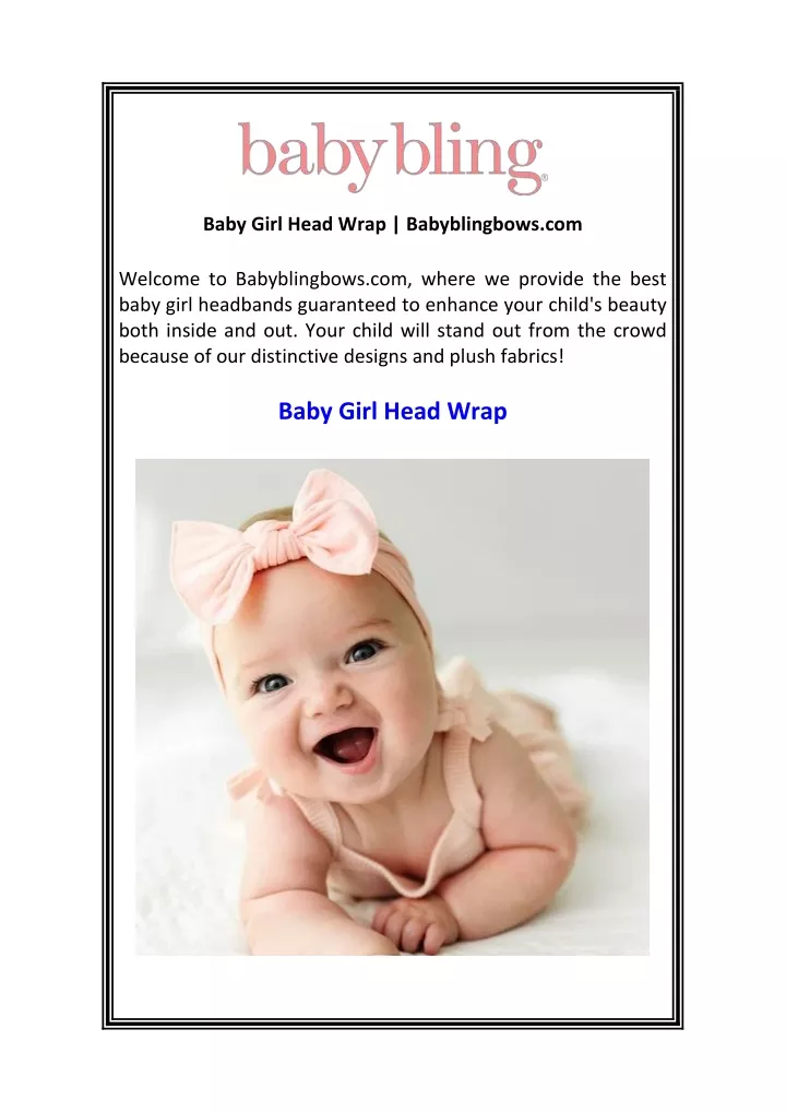 baby girl head wrap babyblingbows com