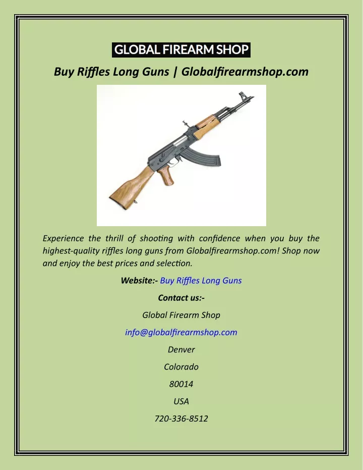 buy riffles long guns globalfirearmshop com