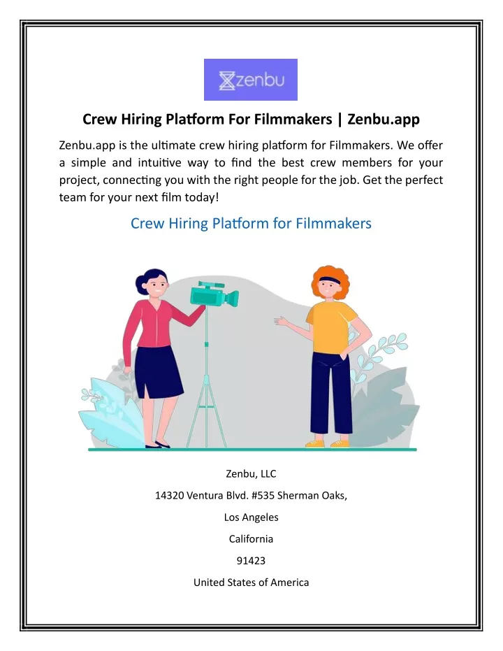 crew hiring platform for filmmakers zenbu app