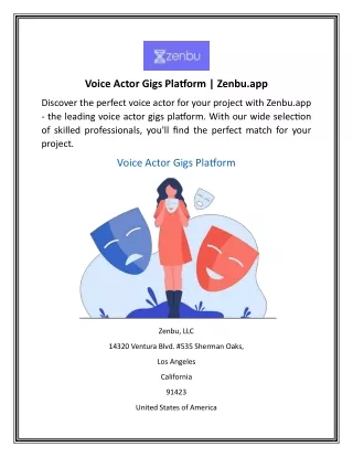 Voice Actor Gigs Platform  Zenbu.app