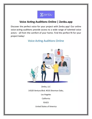 Voice Acting Auditions Online  Zenbu.app