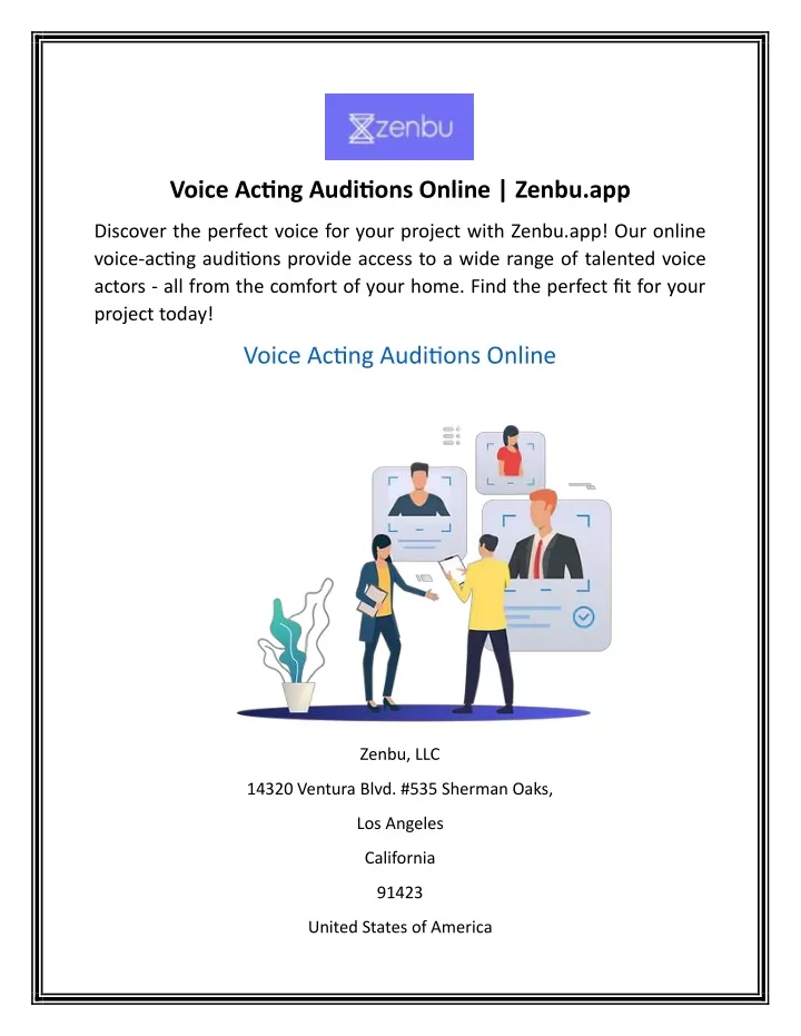 voice acting auditions online zenbu app