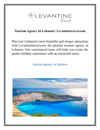 Tourism Agency In Lebanon  Levantinetravel
