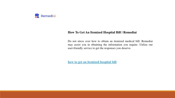 how to get an itemized hospital bill remediai