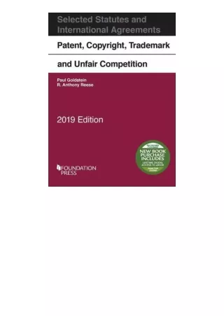 Download Pdf Patent Copyright Trademark And Unfair Competition Selected Statutes