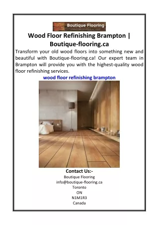 Wood Floor Refinishing Brampton  Boutique-flooring.ca