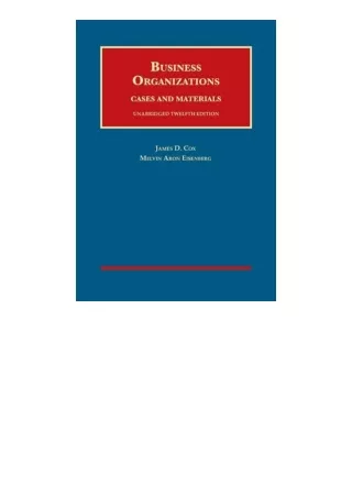 Kindle Online Pdf Business Organizations Cases And Materials Unabridged Universi