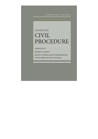Kindle Online Pdf Learning Civil Procedure Learning Series Full