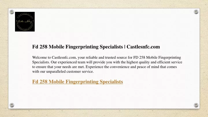 fd 258 mobile fingerprinting specialists