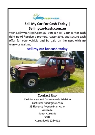 Sell My Car For Cash Today  Sellmycar4cash.com.au