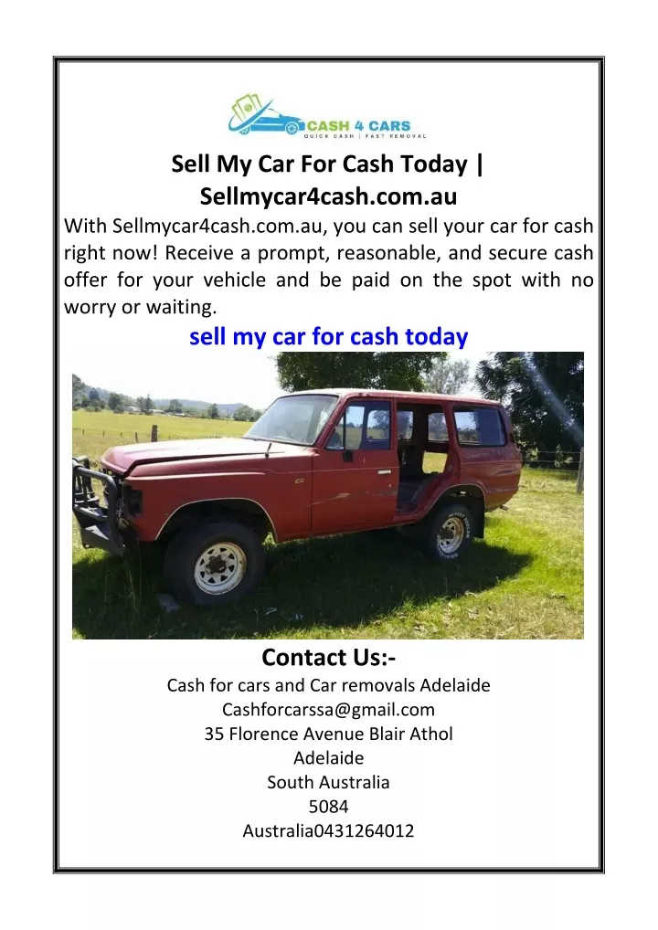 sell my car for cash today sellmycar4cash