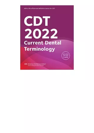 Pdf Read Online Cdt 2022 Current Dental Terminology Book And App Unlimited
