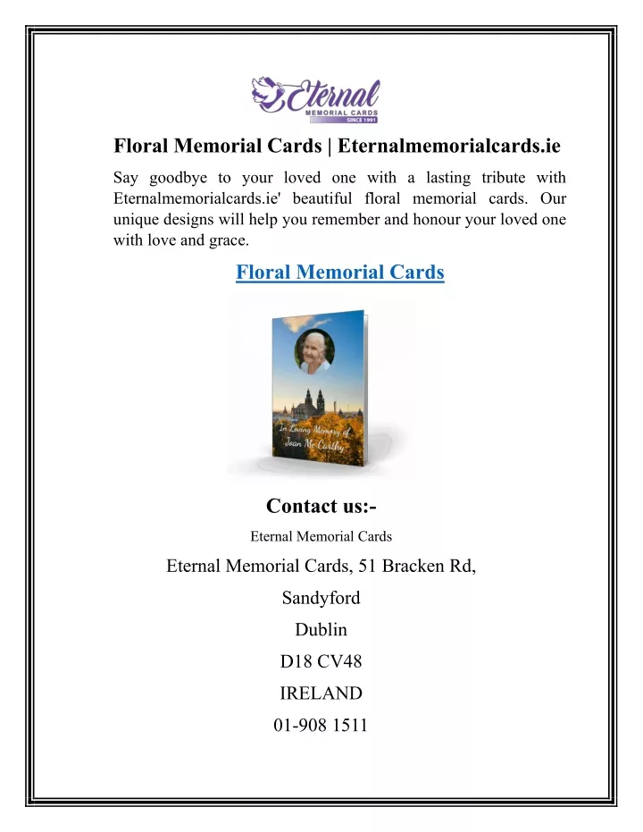 floral memorial cards eternalmemorialcards ie