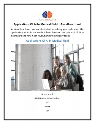 Applications Of Ai In Medical Field  Aiandhealth.net