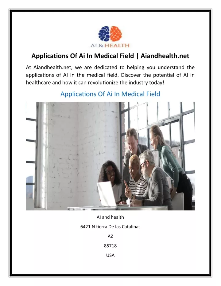 applications of ai in medical field aiandhealth
