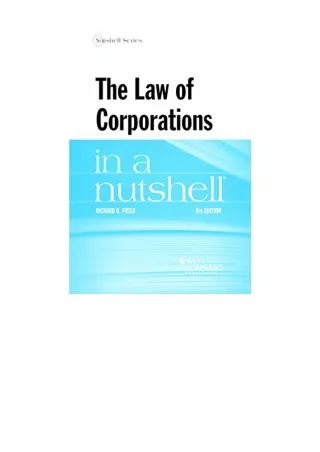 Kindle Online Pdf The Law Of Corporations In A Nutshell Nutshells Full
