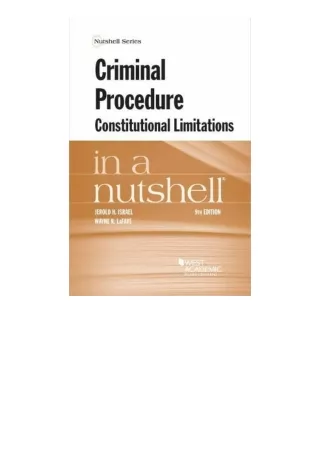 Ebook Download Criminal Procedure Constitutional Limitations In A Nutshell Nutsh