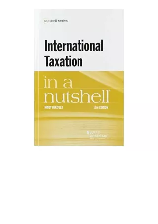 Pdf Read Online International Taxation In A Nutshell Nutshells Full