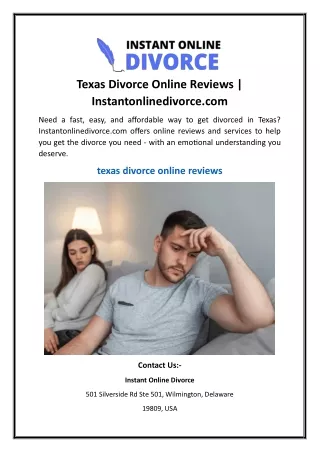 Texas Divorce Online Reviews | Instantonlinedivorce.com