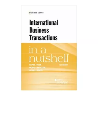 Kindle Online Pdf International Business Transactions In A Nutshell Nutshells Un
