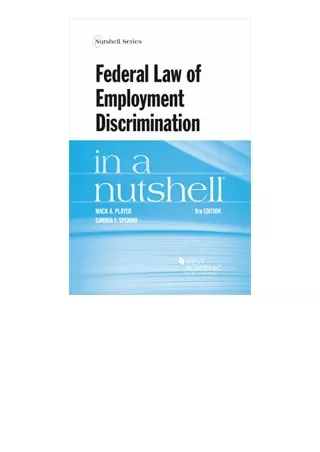 Ebook Download Federal Law Of Employment Discrimination In A Nutshell Nutshells