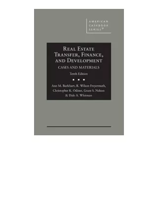 Download Pdf Real Estate Transfer Finance And Development Cases And Materials Am