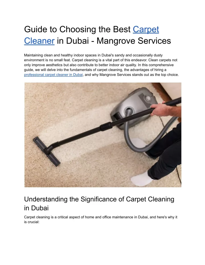 guide to choosing the best carpet cleaner