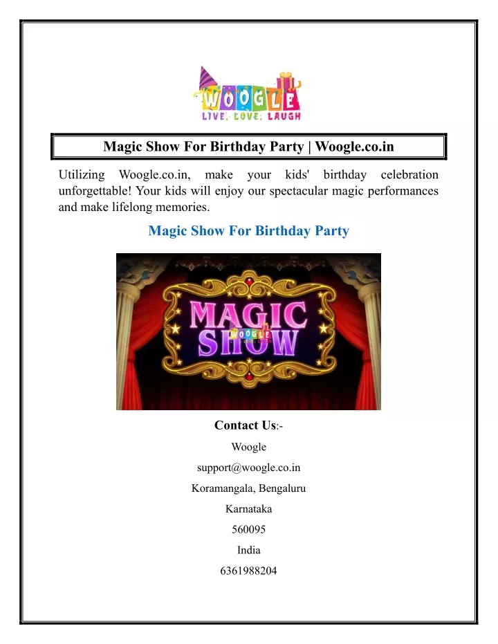magic show for birthday party woogle co in