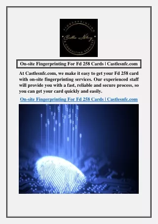 On-site Fingerprinting For Fd 258 Cards  Castlesnfc