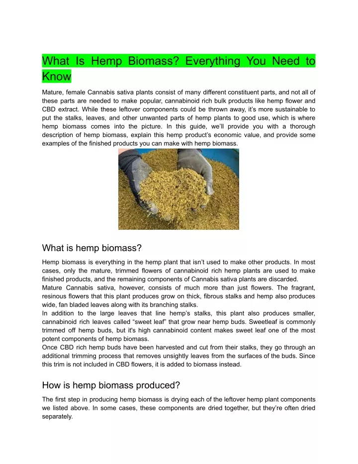 what is hemp biomass everything you need to know