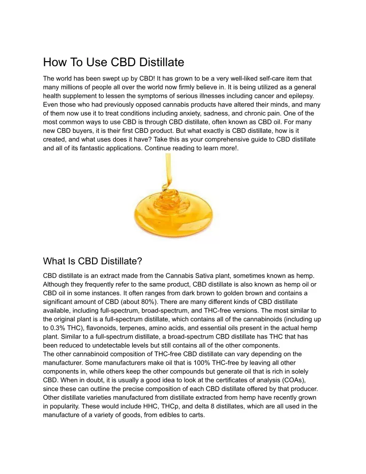 how to use cbd distillate