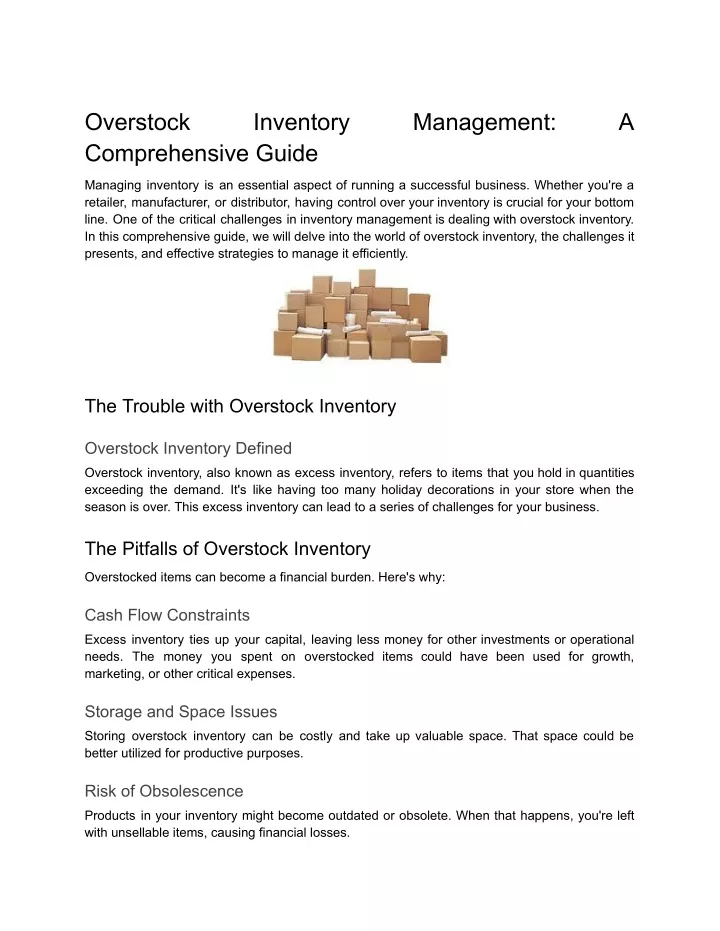 PPT - Overstock Inventory Management_ A Comprehensive Guide PowerPoint Presentation - ID:12566998