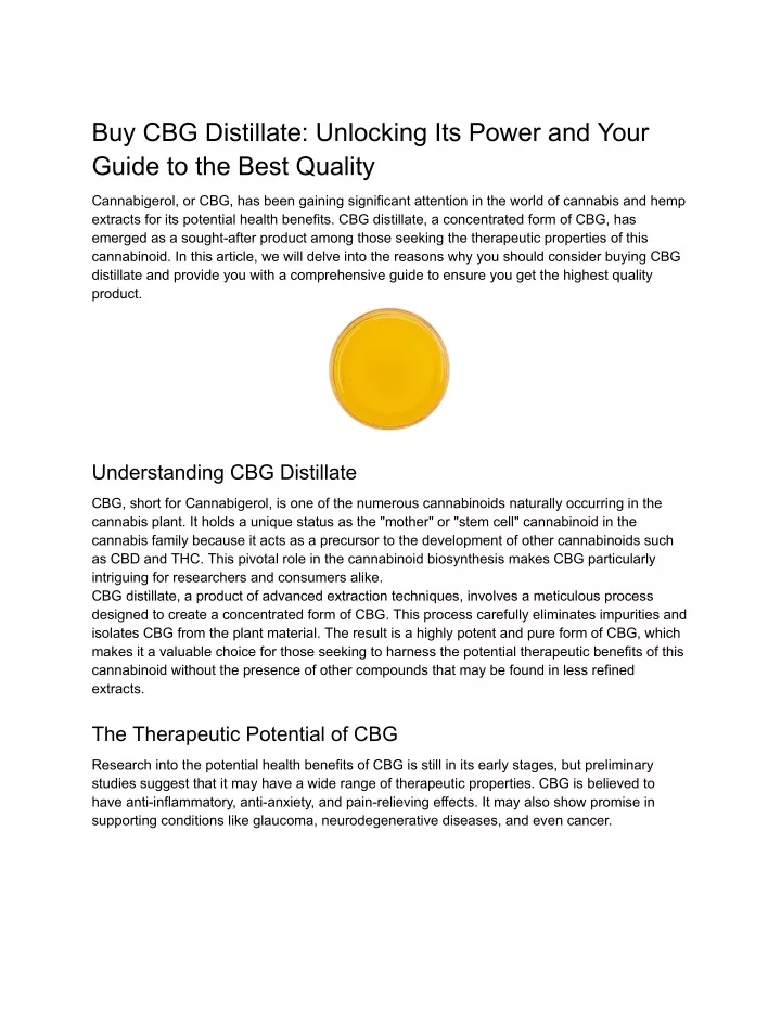 buy cbg distillate unlocking its power and your