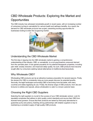CBD Wholesale Products_ Exploring the Market and Opportunities