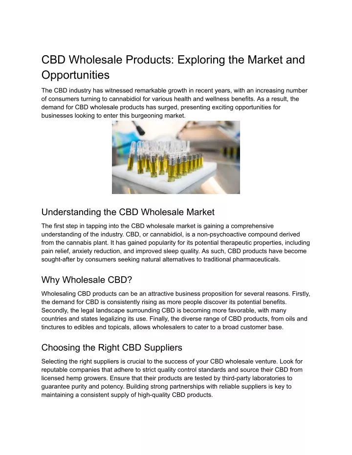cbd wholesale products exploring the market