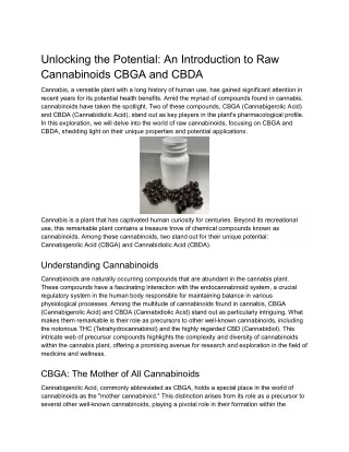Unlocking the Potential_ An Introduction to Raw Cannabinoids CBGA and CBDA