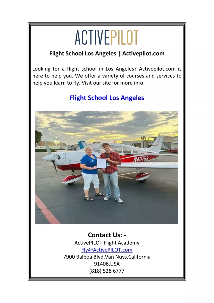 flight school los angeles activepilot com