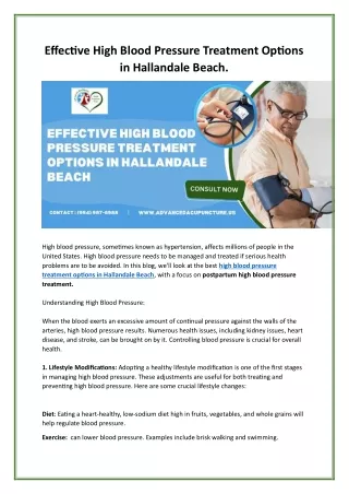 Effective High Blood Pressure Treatment Options in Hallandale Beach