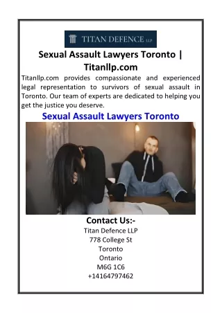 Sexual Assault Lawyers Toronto  Titanllp.com