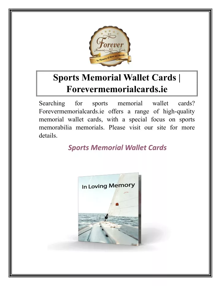 sports memorial wallet cards forevermemorialcards