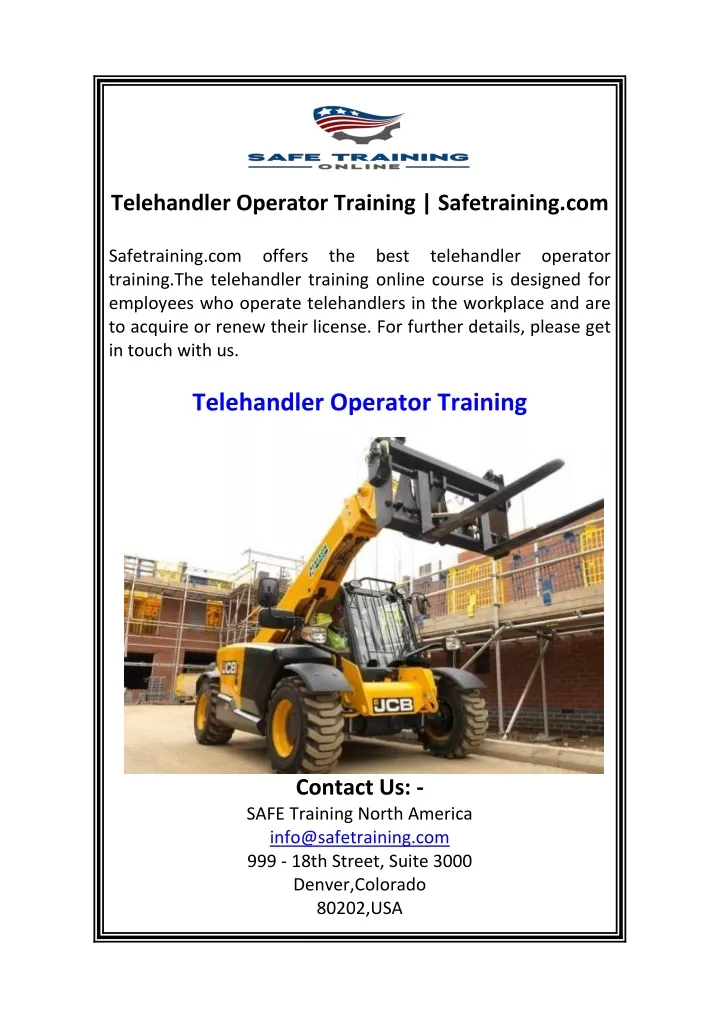 telehandler operator training safetraining com
