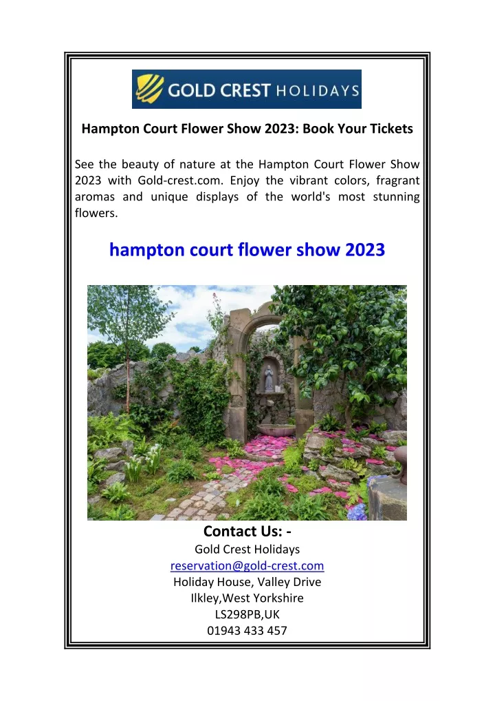 hampton court flower show 2023 book your tickets