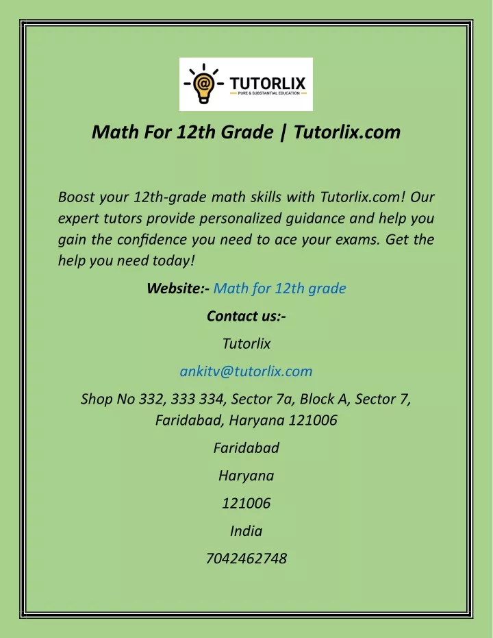 math for 12th grade tutorlix com