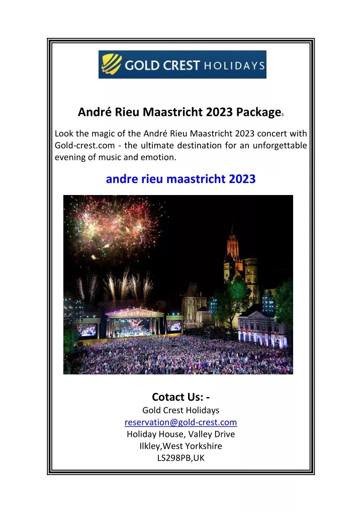 andr rieu maastricht 2023 package s